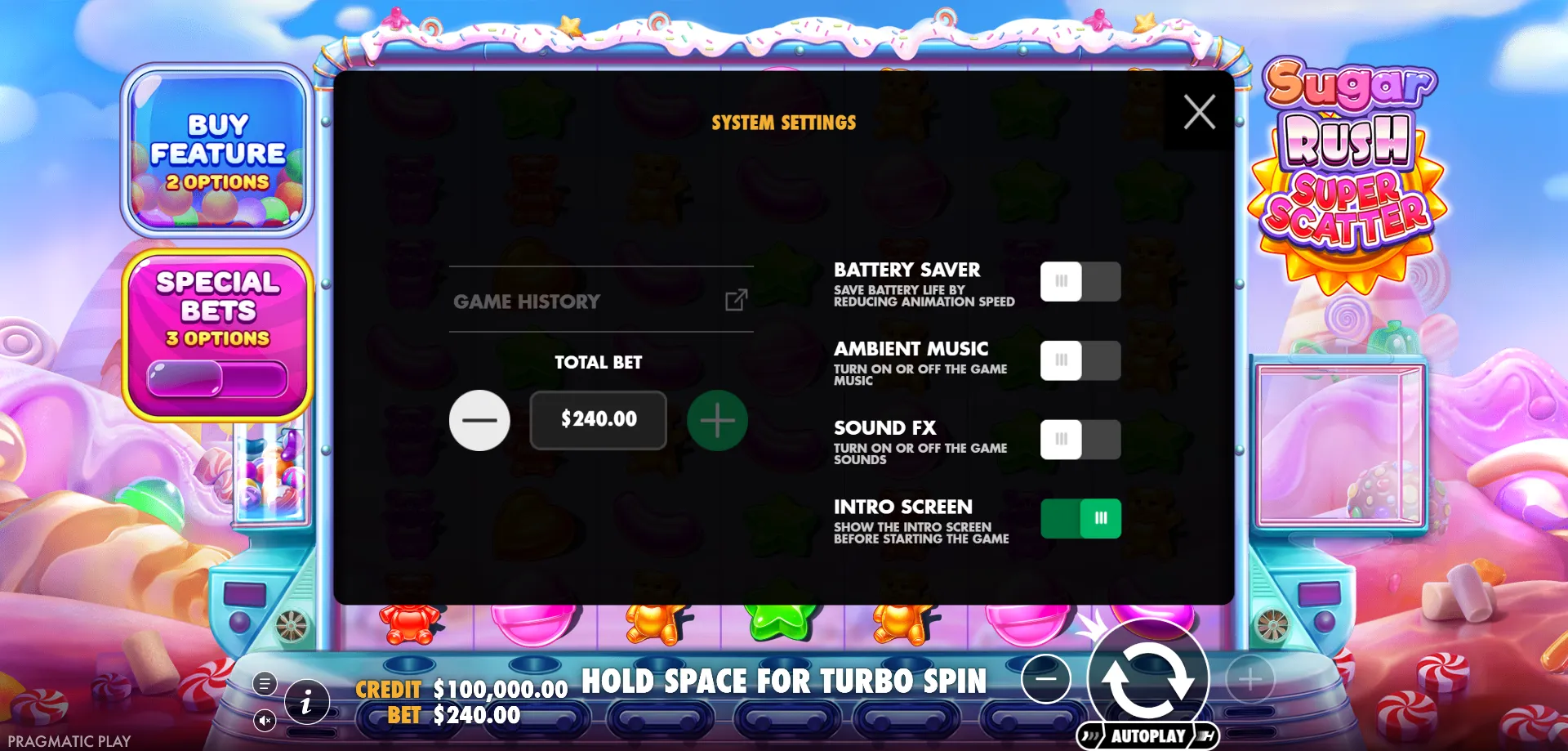 Demoläge — Spela Sugar Rush Super Scatter Gratis